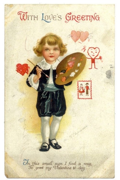 Edwardian Love's Greeting Card with Artist Child
