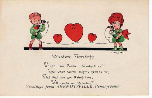 Vintage 1920s Valentine's Day Greeting Card with Children
