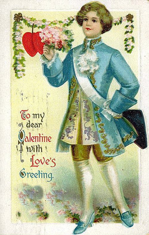 Edwardian Valentine's Day Greeting Card with Elegant Gentleman