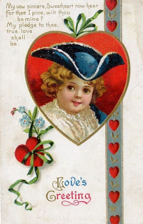 Victorian Valentine Greeting Card with Cherub Heart Die-Cut