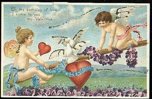 Cupid Love Cherubs Victorian Valentine Greeting Card