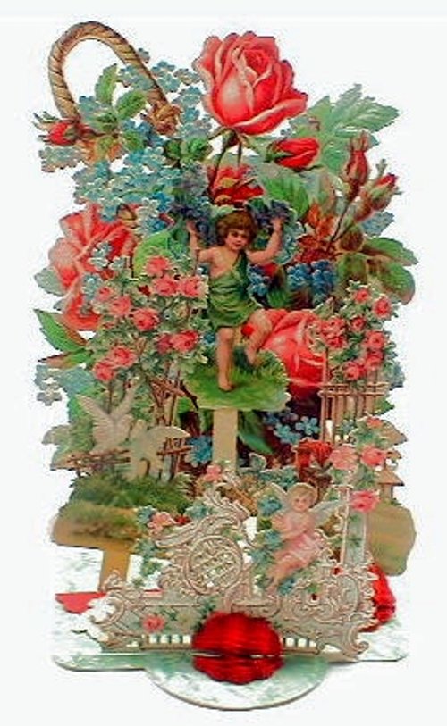 Victorian Layered Die-Cut Floral Greeting Card with Roses