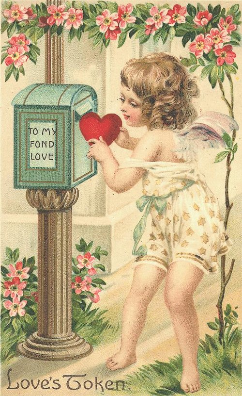 Victorian Cherub Love's Token Valentine Greeting Card