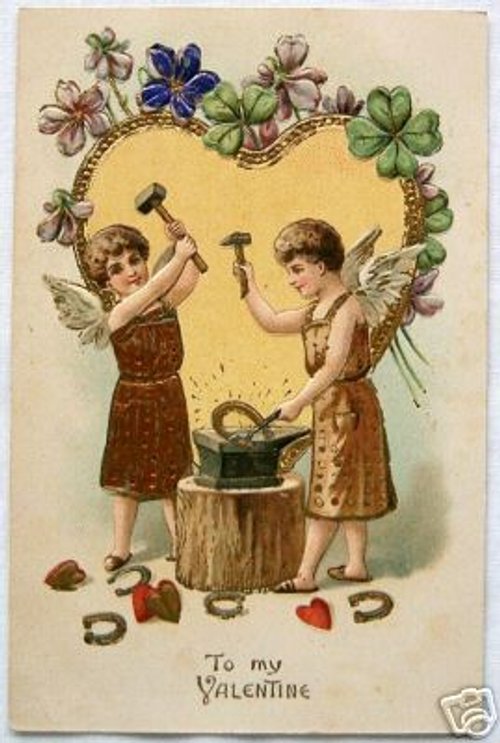 Victorian Valentine Card Cherubs Crafting Love Flowers
