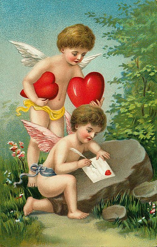 Victorian Cherub Love Letter Valentine Greeting Card