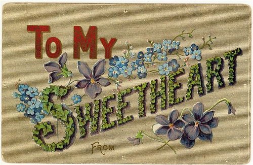 Victorian 'To My Sweetheart' Forget-Me-Not Greeting Card