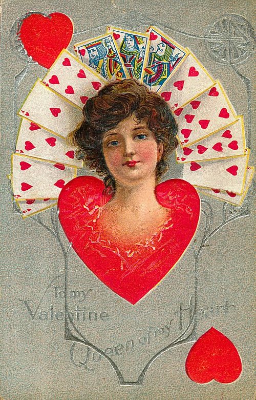 Victorian Valentine Die-Cut with Playing Cards Heart Fan
