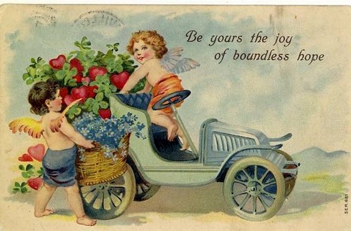 Edwardian Cherub Angels Automobile Greeting Card Hope