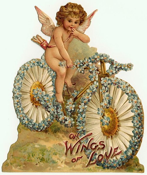 Victorian Cherub On Wings of Love Die-Cut Greeting Card