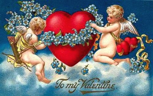 Victorian Cherub Valentine's Day Greeting Card - Antique Love