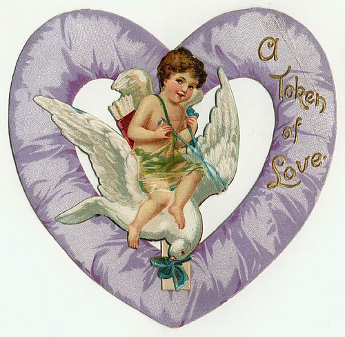 Victorian Cherub Love Token Valentine Card Die-Cut Heart
