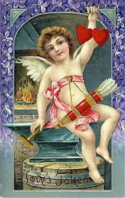 Victorian Cherub Valentine Greeting Card with Ornate Borders