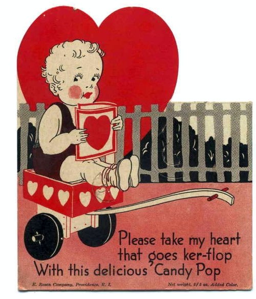 1920s Valentine Die-Cut Cherub Candy Pop Greeting Card