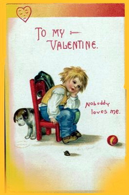 Vintage Valentine Card Boy Dog Chair 1900s Edwardian