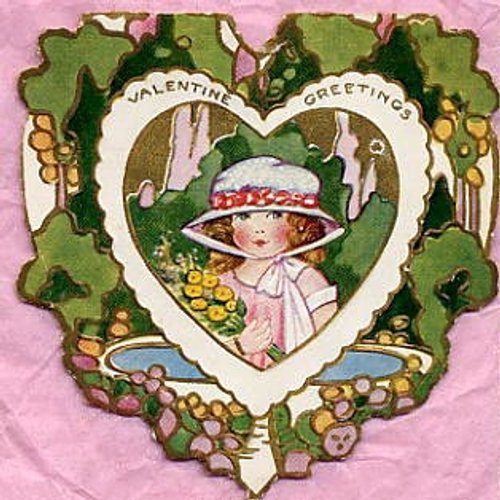 Victorian Valentine's Day Greeting Card with Heart-Shaped Design