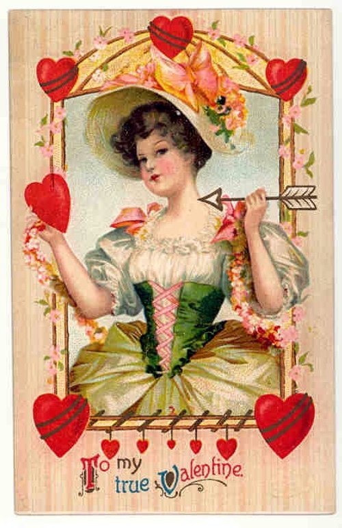 Victorian Valentine's Day Greeting Card with Cupid's Arrow