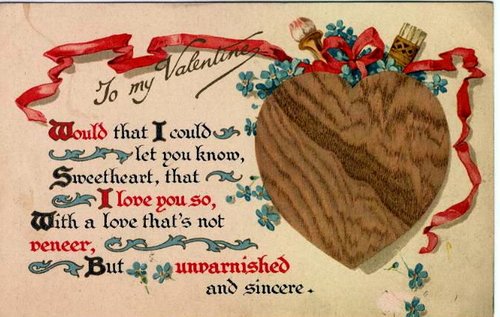 Victorian Love Valentine Card with Heart & Red Ribbon