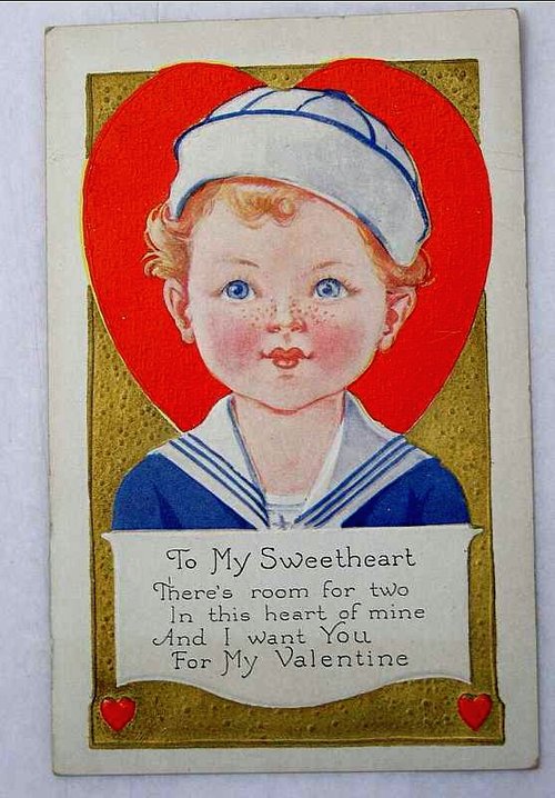 Vintage Sailor Boy Valentine Card, Early 1900s Nautical Love