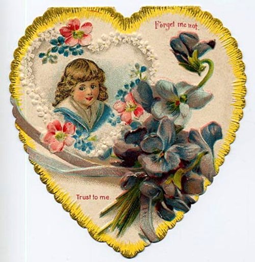 Victorian Heart-Shaped Die-Cut Greeting Card with Pansies