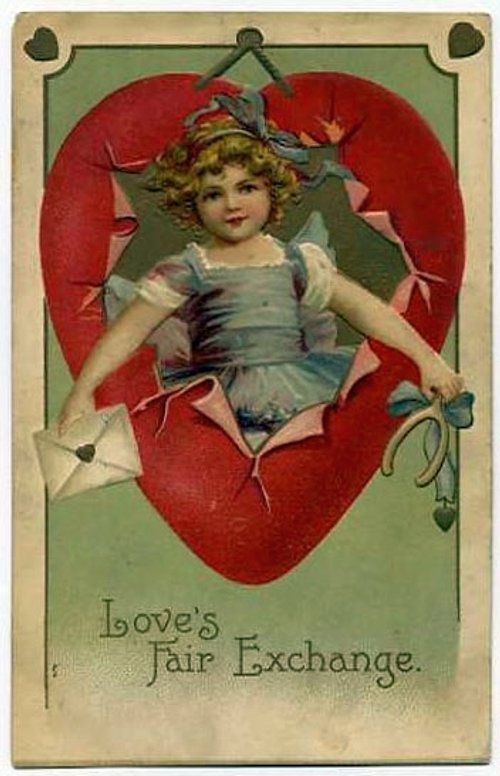 Edwardian Valentine's Day Greeting Card | Love's Fair Exchange