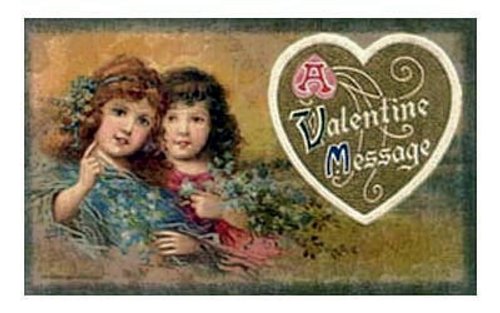 Victorian Valentine Message Card with Children & Ivy, 1890s