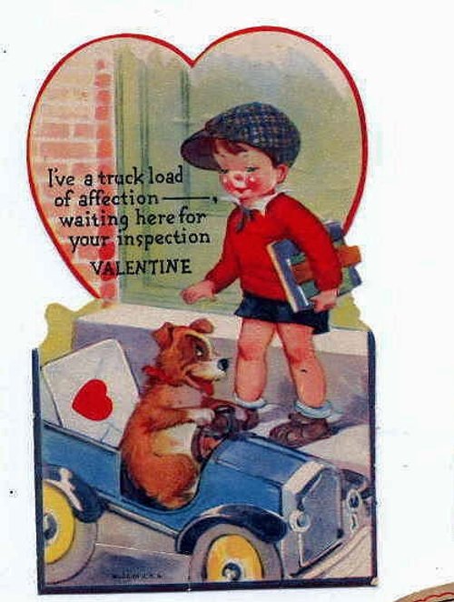 Vintage 1920s Truck Load Affection Valentine Card Die-Cut