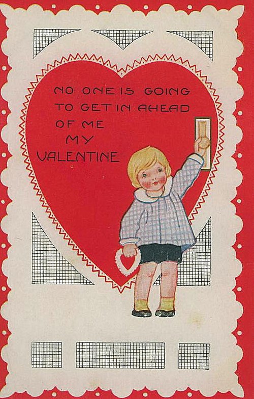 Vintage 1920s Valentine's Day Greeting Card with Child