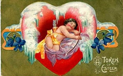 Victorian Valentine's Day Cherub Heart Greeting Card