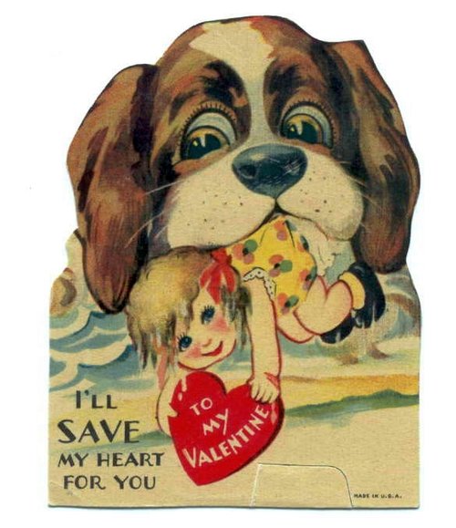 Vintage Dog Valentine Card 1920s Die-Cut Puppy Love