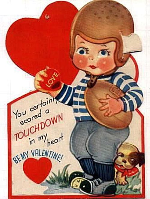 Vintage 1920s Football Player Valentine Card with Puppy