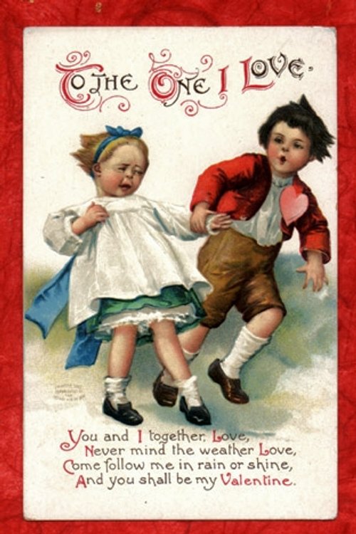 Victorian Valentine Card Two Children Love Greeting 1890s