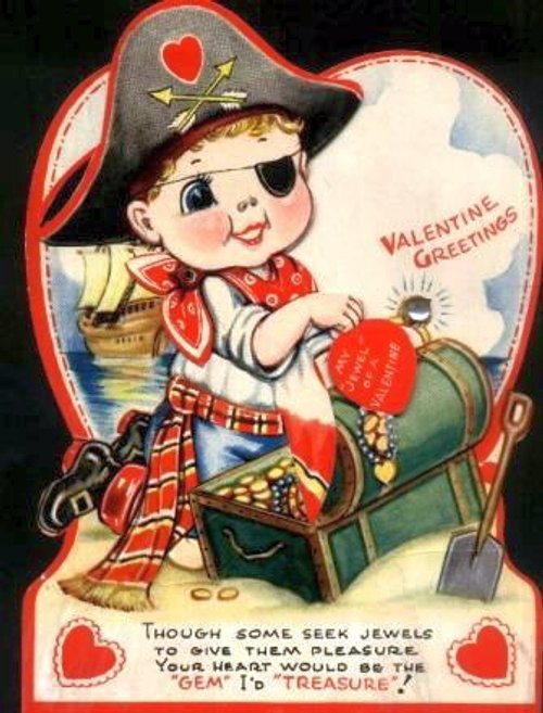 Vintage Pirate Valentine Greeting Card Die-Cut Early 1900s