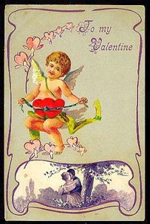 Vintage Valentine's Day Card Cherub Cupid Die-Cut Edwardian