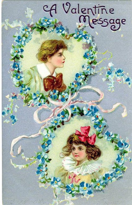 Victorian Valentine Message Card with Forget-Me-Nots, 1890s