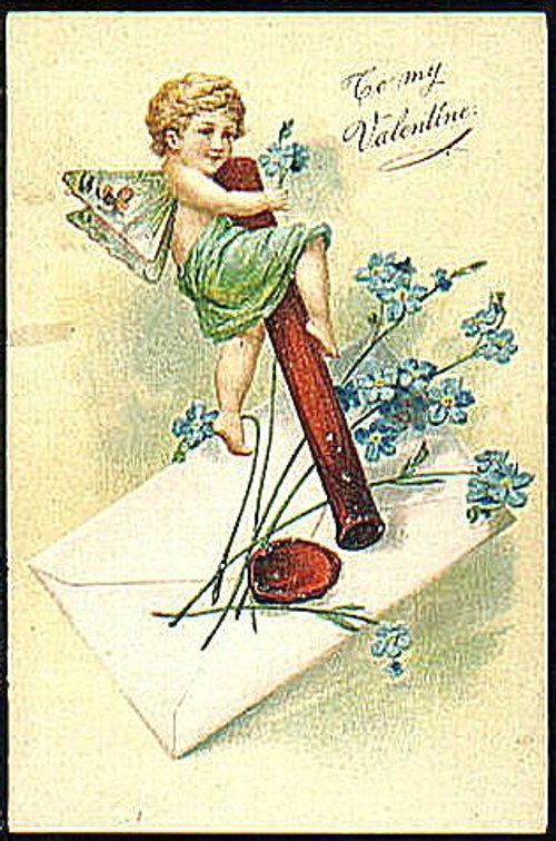 Victorian Valentine's Day Cupid Love Letter Greeting Card