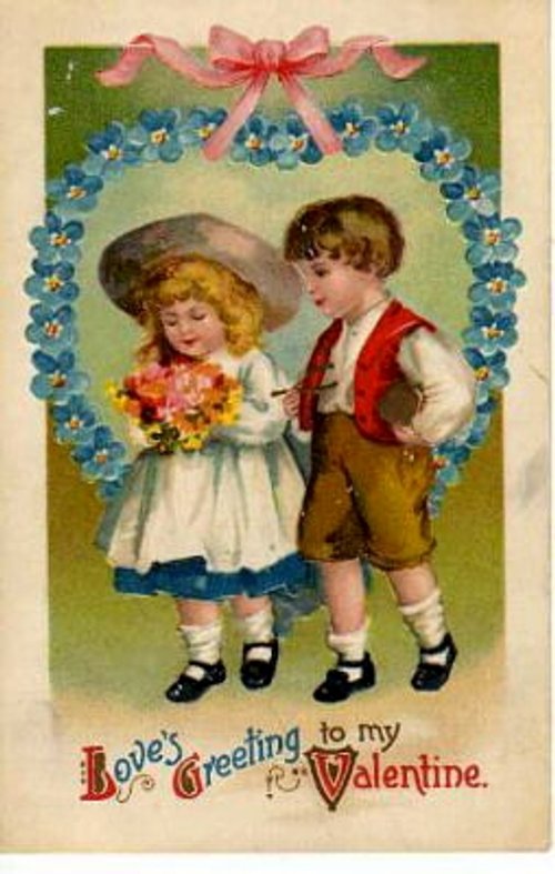 Vintage Love's Greeting Valentine Card with Children, Early 1900s