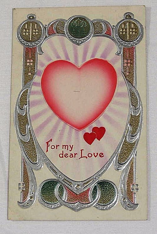 Ornate Victorian Valentine Card with Medallion Borders