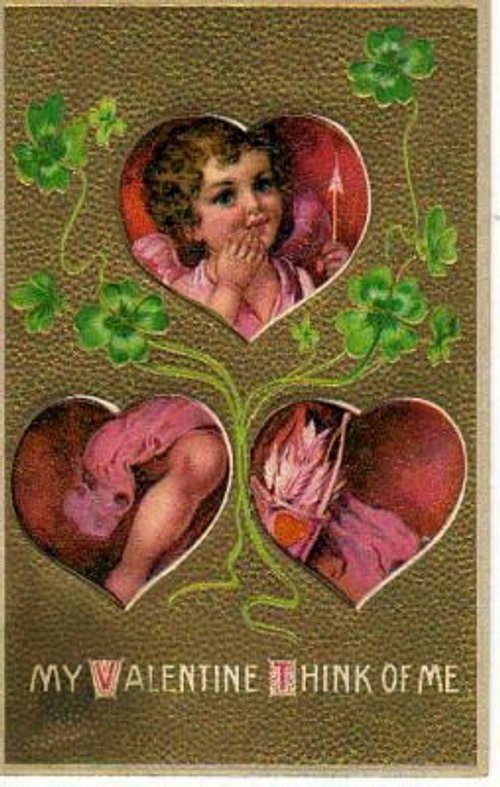 Victorian Valentine's Day Greeting Card Heart Design 1890s