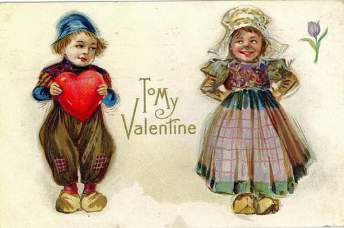 Vintage Valentine's Day Card with Children Characters