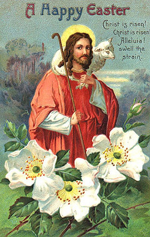 Victorian Easter Greeting Card Christ is Risen Religious