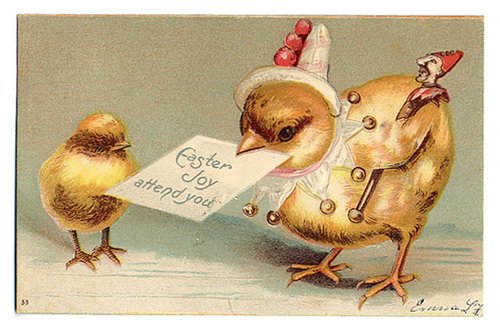 Victorian Easter Chicks Anthropomorphic Greeting Card