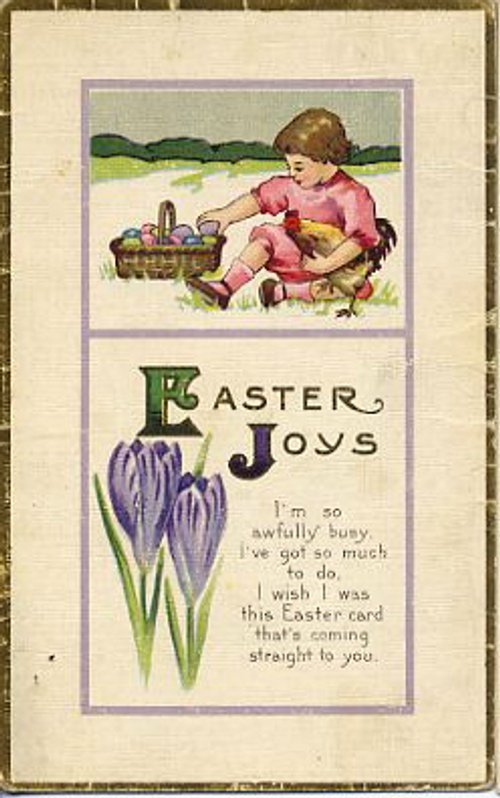 Vintage Easter Joys Greeting Card with Child & Crocus Flowers