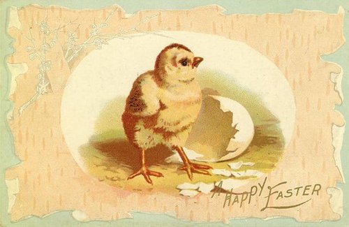 Vintage Easter Greeting Card Chick Egg Victorian