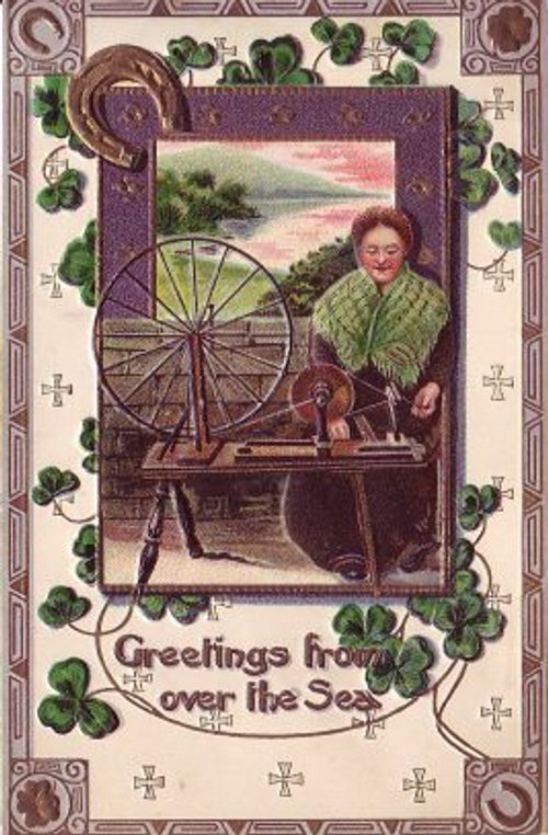 Vintage Edwardian Seaside Greeting Card with Spinning Wheel