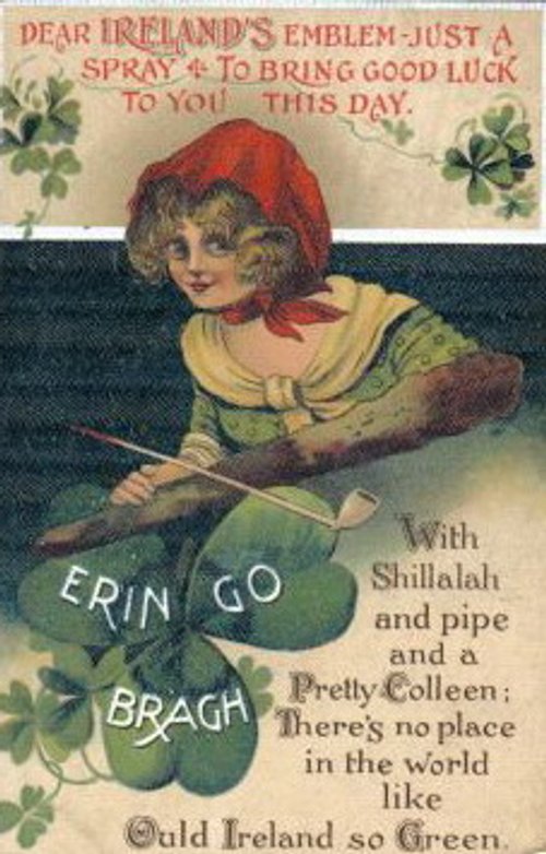Vintage Irish Lucky Charm Greeting Card - Erin Go Bragh