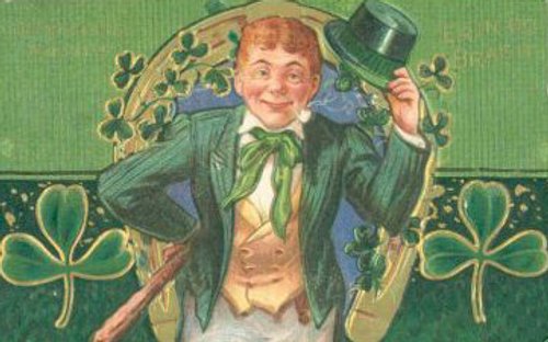 Vintage St. Patrick's Day Greeting Card: Cheerful Leprechaun with Top Hat
