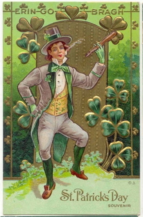 Vintage St. Patrick's Day Erin Go Bragh Leprechaun Greeting Card