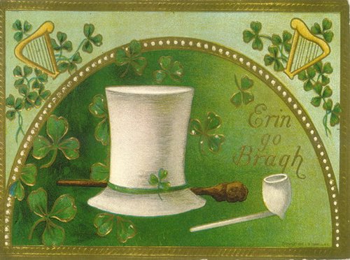 Victorian St. Patrick's Day Greeting Card with Leprechaun Hat
