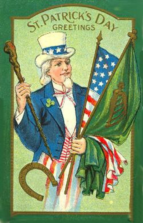 Vintage St. Patrick's Day Greeting Card Uncle Sam Patriotic