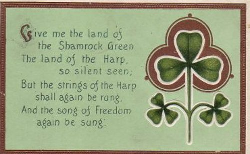 Vintage St. Patrick's Day Shamrock Greeting Card, Early 1900s